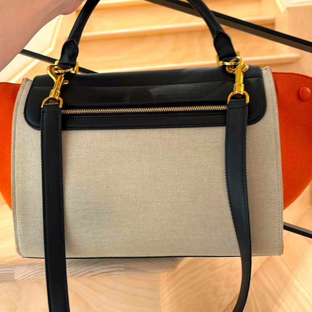 Celine authentic Trapeze Black, Cream and orange Women's Bag canvas and leather - Picture 13 of 13